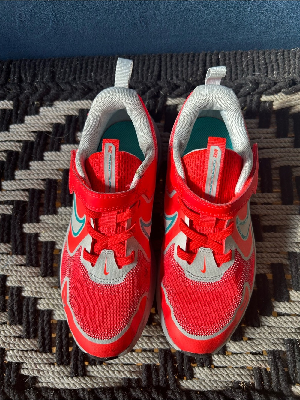 Nike Kids Red and Teal Hook-and-Loop Sneakers